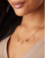mixed starburst charm necklace in 18k gold plated
