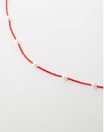 pearl and bead belly chain in red