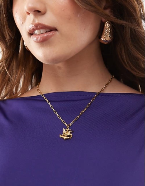 swallow and anchor chunky chain necklace