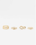 pack of 4 rings with knot design in gold tone