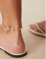 anklet with faux shell in gold tone